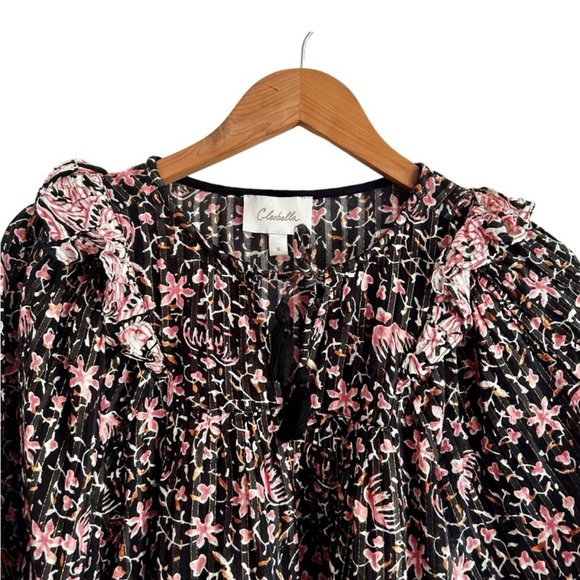 Cleobella Sz Small Brynlee Floral Top Organic Cotton Lurex Balloon Sleeves - Picture 5 of 11